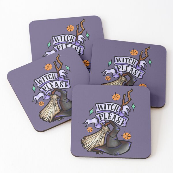 Item preview, Witch Please, Halloween tattoo design on purple designed and sold by Wendy Bazuta.