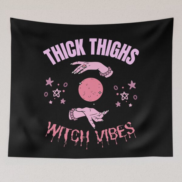 Item preview, Thick Thighs Witch Vibes Feminism Halloween Humor designed and sold by RosiesSticks.
