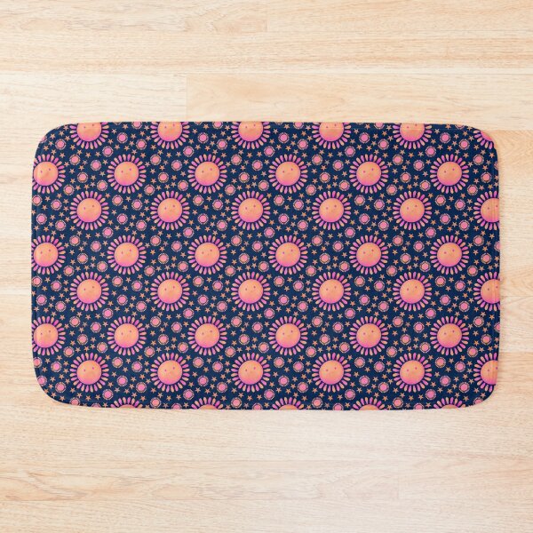 Item preview, Pink sunshine pattern on dark blue background designed and sold by Zendays.