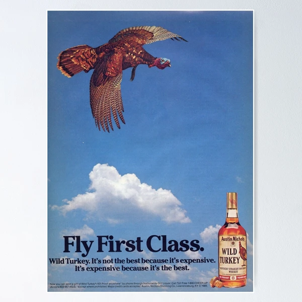 Wild Turkey Fly First Class Vintage Ad