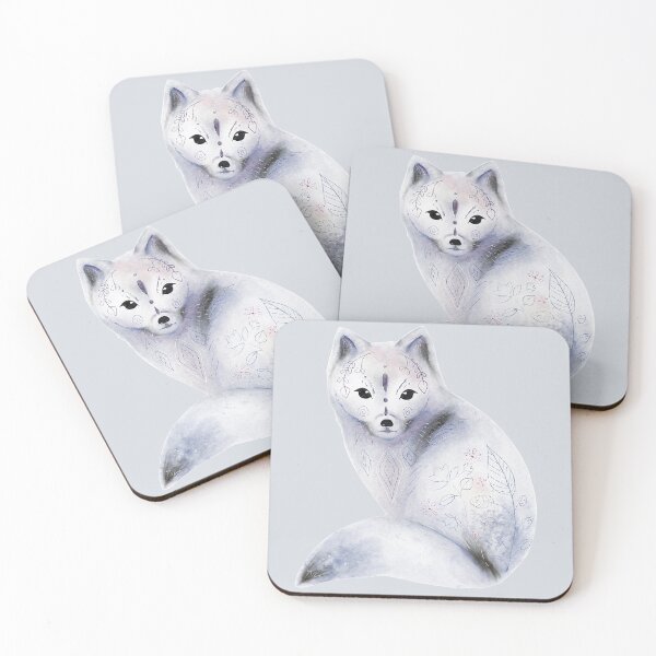 Item preview, Fantasy White Nordic fox watercolor cute Scandinavian style wild fox art designed and sold by Ienso.