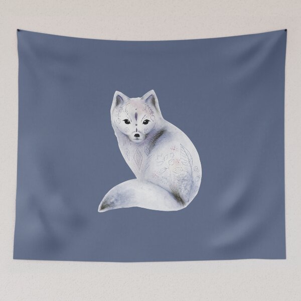 Item preview, Fantasy White Nordic fox watercolor cute Scandinavian style wild fox art designed and sold by Ienso.