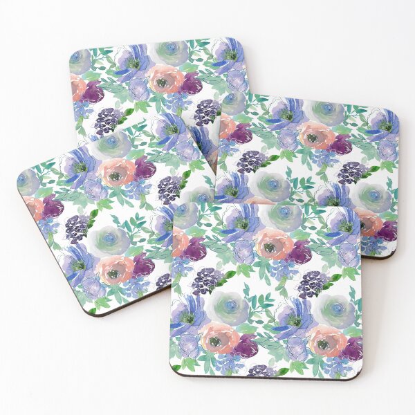 Item preview, Blue, Violet And Pink Floral And Leaf Pattern designed and sold by DEC02.