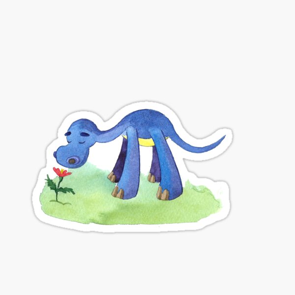 Little dinosaur sniffing a flower Sticker
