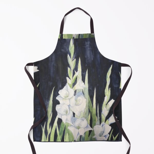 Item preview, White Gladioli in watercolour against a dark background. designed and sold by esvb.