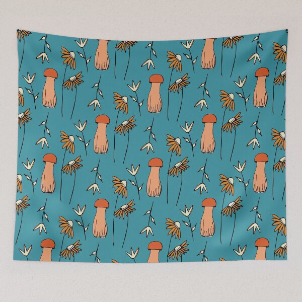 Item preview, Flowers and Mushroom Blue designed and sold by susycosta.