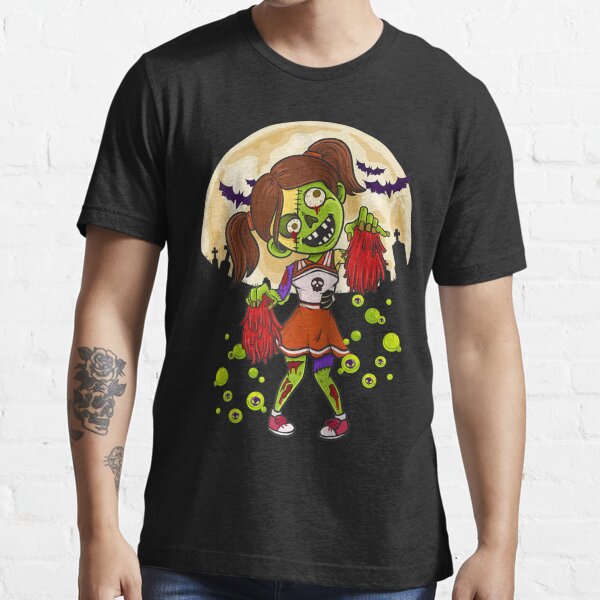 "Spooky Halloween Costume Zombie Cheerleader Raglan Baseball" Tshirt