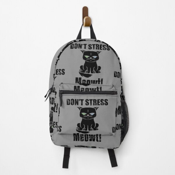 Item preview, Don't Stress Meowt! Angry Black Cat with Blue & Green Eyes designed and sold by Zurickdesigns.