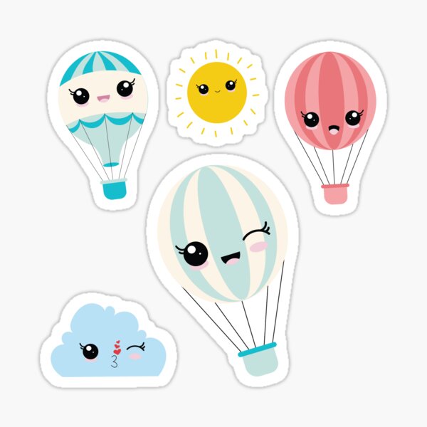 "Kawaii Hot Air Balloon Set" Sticker for Sale by ShowMePride Redbubble