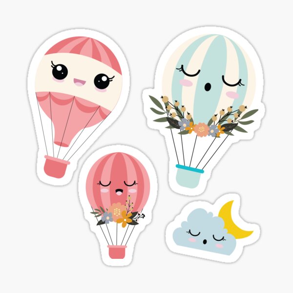 "Kawaii Hot Air Balloon Set" Sticker for Sale by ShowMePride Redbubble