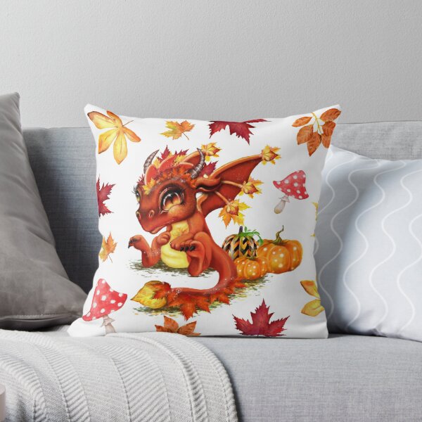Autumn Lil Dragonz  Throw Pillow