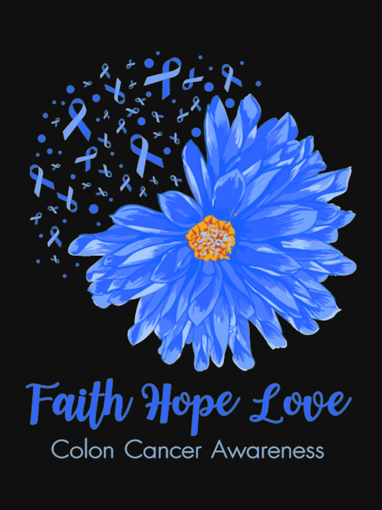 Faith Hope Love Colon Cancer Flower blue Essential T-Shirt for
