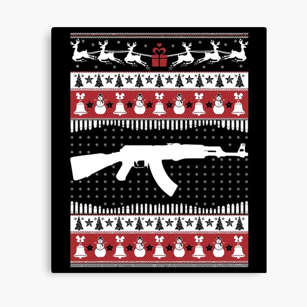 Ak47 Ugly Christmas Sweater Xmas T-Shirt Ak47 Canvas Print