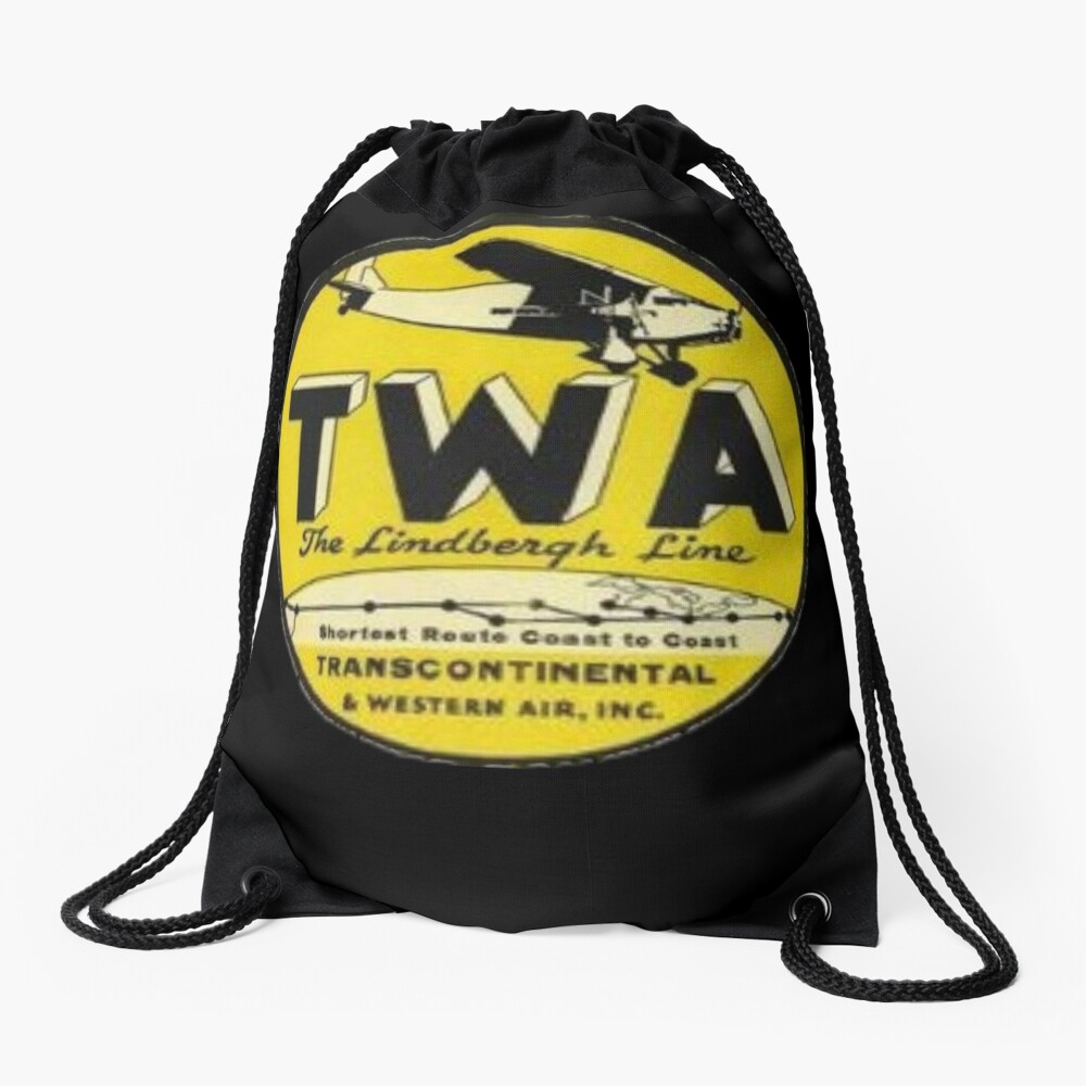 Vintage Luggage Label TWA 2.5 Drawstring Bag