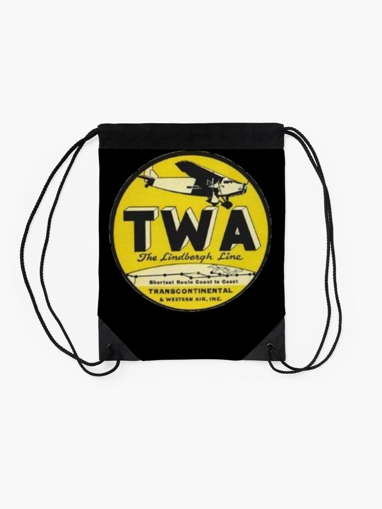 Alternate view of Vintage Luggage Label TWA 2.5 Drawstring Bag