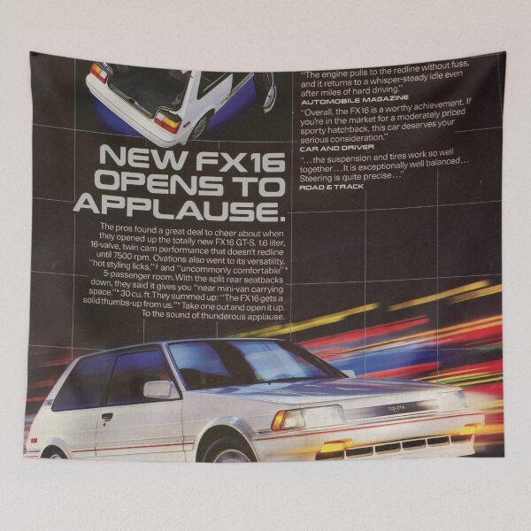 Item preview, Toyota FX-16 Opens To Applause Vintage Advertisement Initial D Style Graphic designed and sold by Daddyo's  Hidden Back Patio.