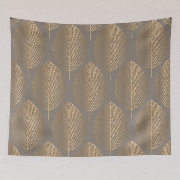Item preview, Charcoal Golden Leaves Elegant Geometric Pattern designed and sold by Vic Torys ☆.