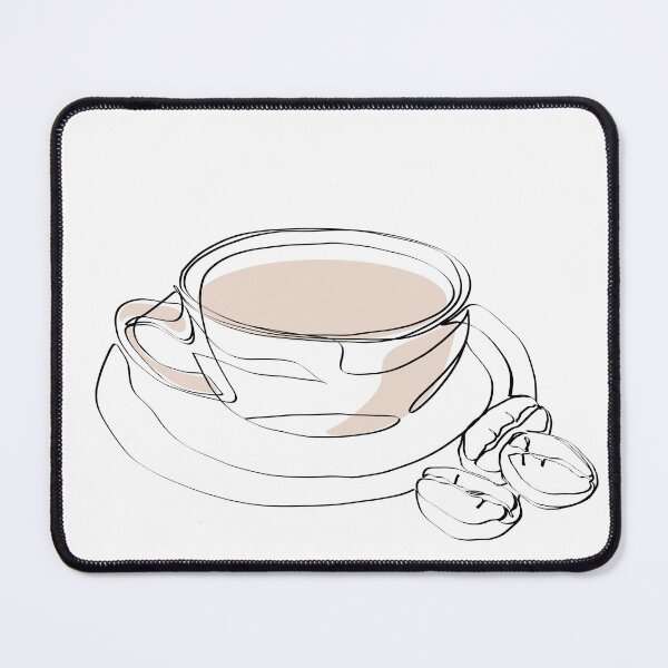 Item preview, Continuous line illustration of a cup of coffe with coffe beans. Minimalist art designed and sold by AriadnaArt.