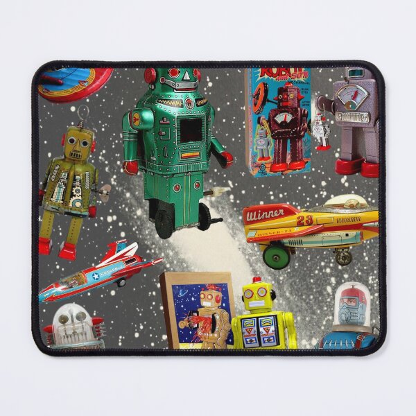 Item preview, Retro Toy Robots and Rockets on Starry Sky designed and sold by WigOutlet.