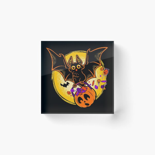 Item preview, Cute Halloween Blep Bat with Pumpkin Pail designed and sold by ctkrstudio.