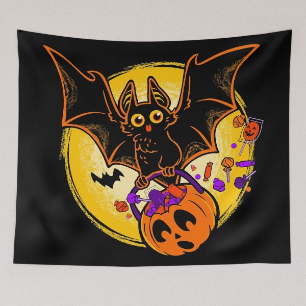 Item preview, Cute Halloween Blep Bat with Pumpkin Pail designed and sold by ctkrstudio.