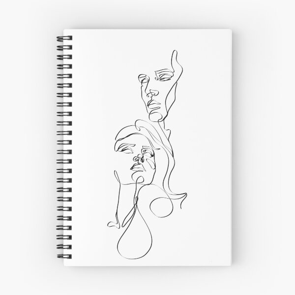 Item preview, Continuous line illustration of a couple. 1 line female portrait. 1 line male portrait  designed and sold by AriadnaArt.