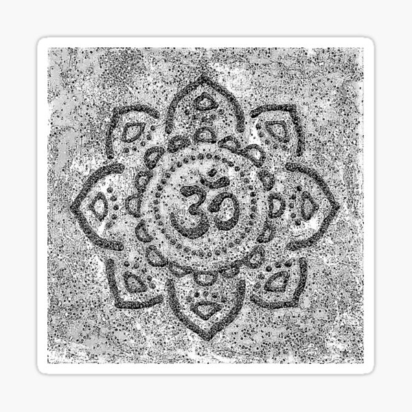 OM YOGA MANDALA #2 | Mandala Art~Design (Black and White) Sticker