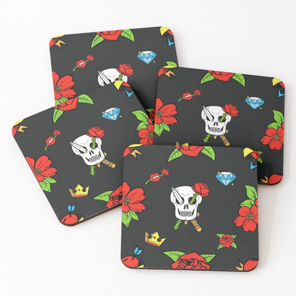 Item preview, Red and Black Aesthetic Rose Skull Tattoo Pattern  designed and sold by thecooltable.