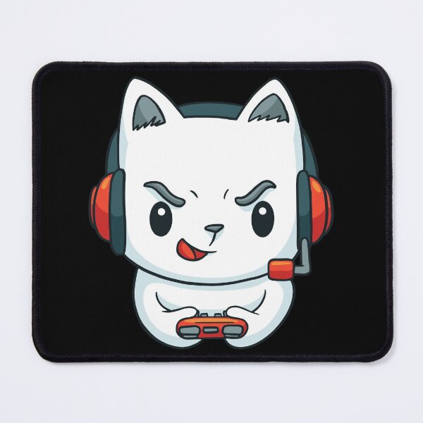 Item preview, Cute White Cat Gamer Playing Video Games designed and sold by MadMando.