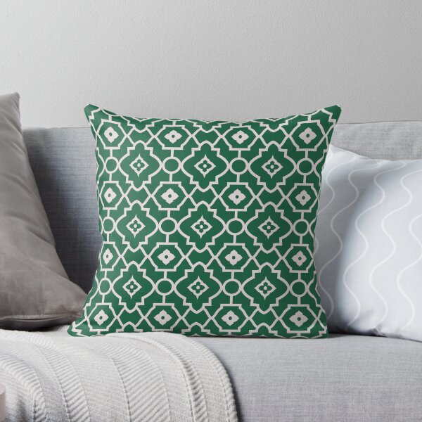 Green Geometric Andalusian Oriental Traditional Moroccan Style Throw Pillow