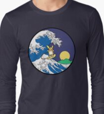 The Great Wave of Alola (Night) -Black Border Long Sleeve T-Shirt
