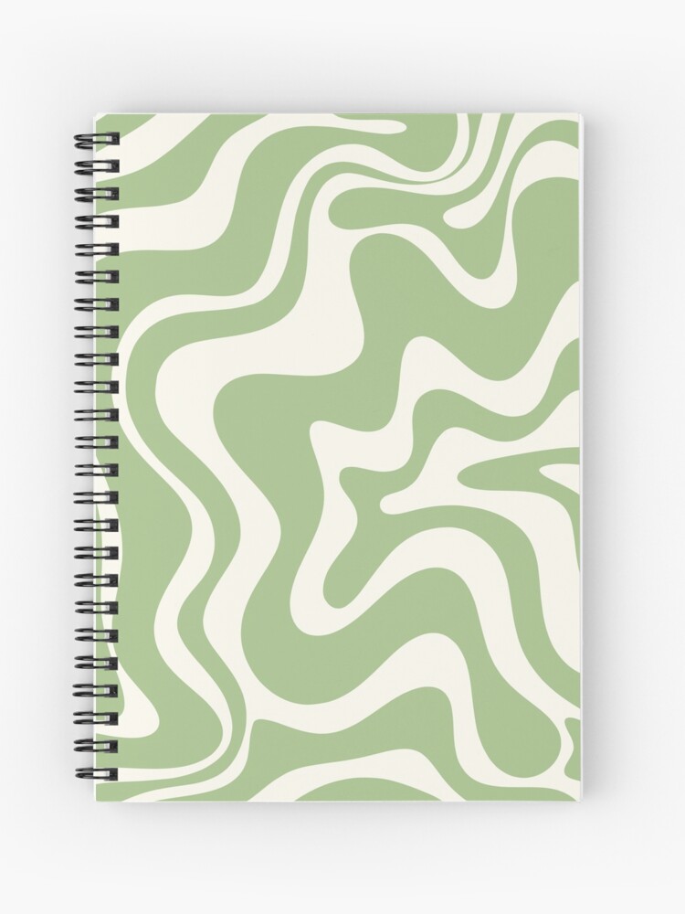 Retro Liquid Swirl Abstract Pattern in Light Sage Green and Cream | Journal