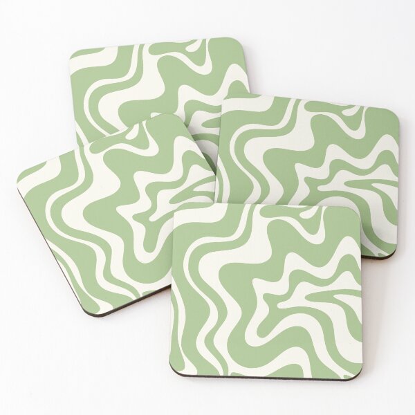 Item preview, Retro Liquid Swirl Abstract Pattern in Light Sage Green and Cream designed and sold by kierkegaard.