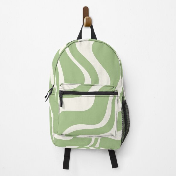 Item preview, Retro Liquid Swirl Abstract Pattern in Light Sage Green and Cream designed and sold by kierkegaard.