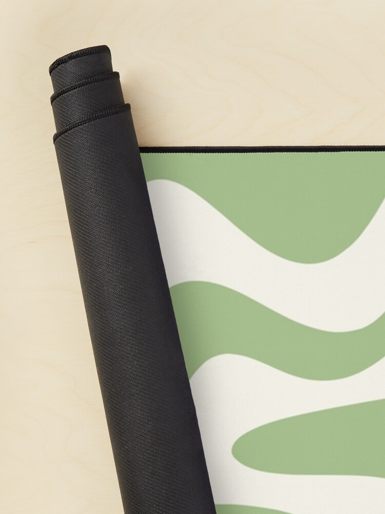 Alternate view of Retro Liquid Swirl Abstract Pattern in Light Sage Green and Cream Mouse Pad