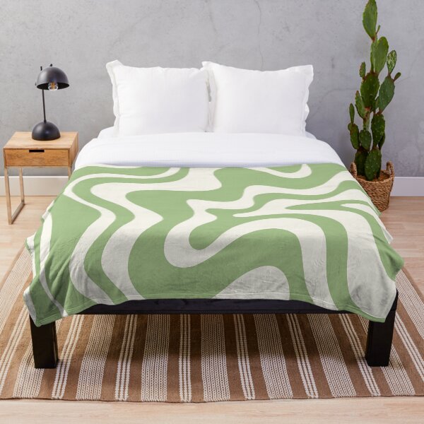 Item preview, Retro Liquid Swirl Abstract Pattern in Light Sage Green and Cream designed and sold by kierkegaard.