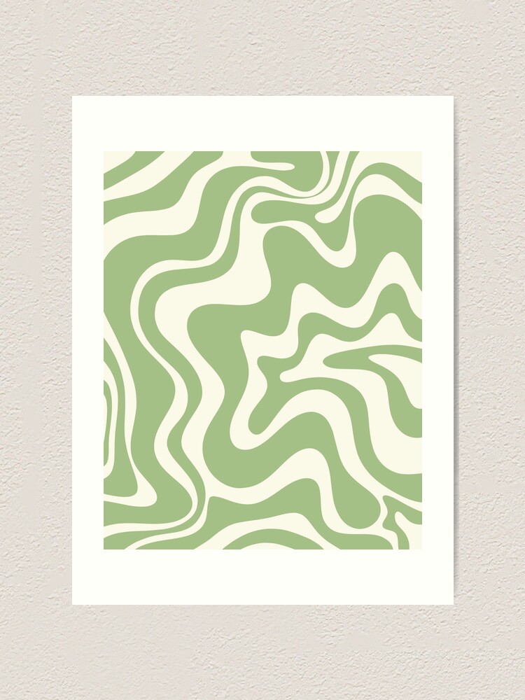 Liquid Swirl Retro Contemporary Abstract Pattern 2 in Sage Green