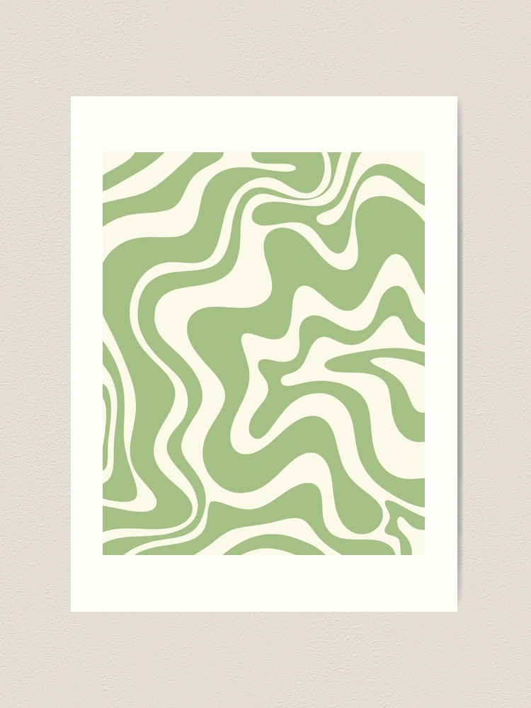 Retro Christmas Swirl Abstract Pattern in Olive Green, Sage, Xmas