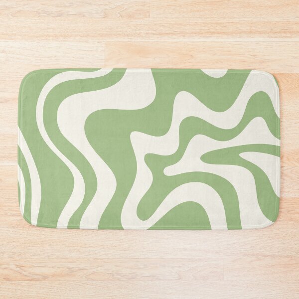 Item preview, Retro Liquid Swirl Abstract Pattern in Light Sage Green and Cream designed and sold by kierkegaard.