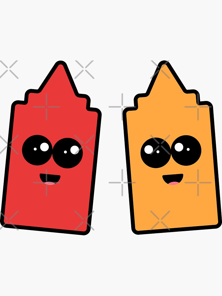 "Ketchup And Mustard Kawaii Illustration" Sticker for Sale by MMHClothing Redbubble