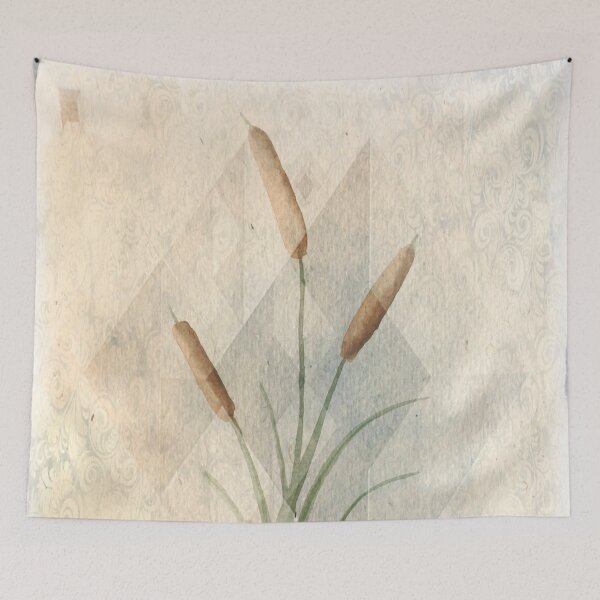 Item preview, Watercolor Cattails with Geometric Design designed and sold by SistersInArtN.