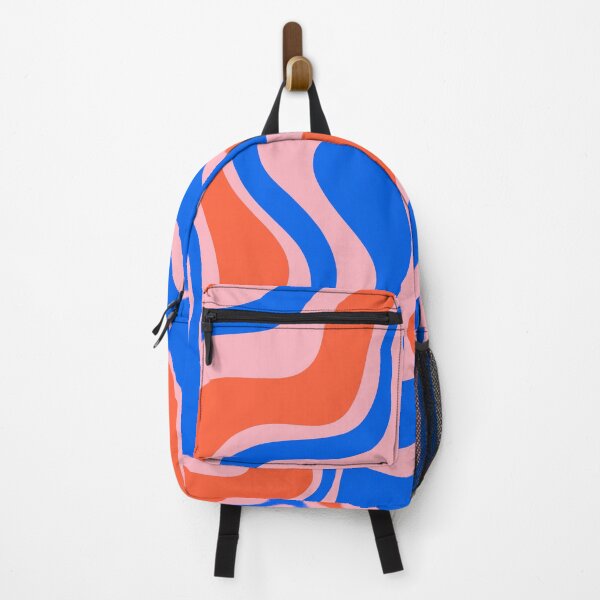 Artikelvorschau, Retro Liquid Swirl Abstraktes Muster in Rosa, Rot-Orange und Hellblau entworfen und verkauft von kierkegaard.