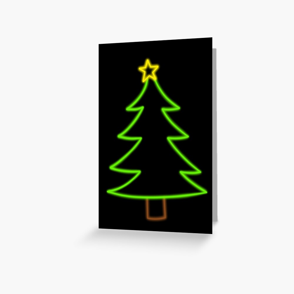 Neon Glow Simple Classic Christmas Tree Greeting Card