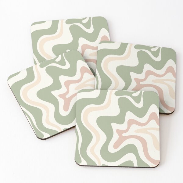 Item preview, Retro Liquid Swirl Abstract Pattern Sage Green Blush Cream designed and sold by kierkegaard.