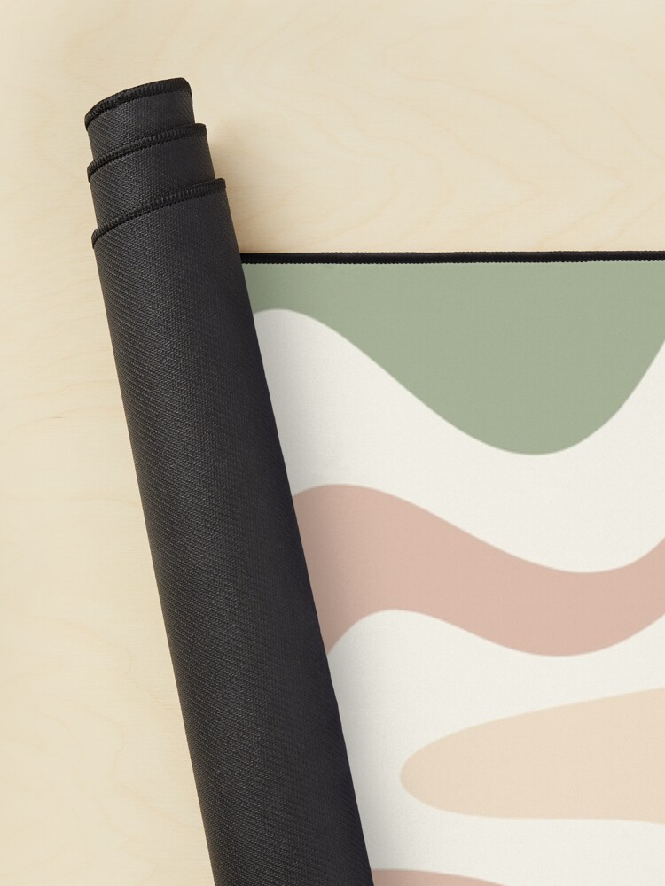 Thumbnail 2 of 5, Mouse Pad, Retro Liquid Swirl Abstract Pattern Sage Green Blush Cream designed and sold by kierkegaard.