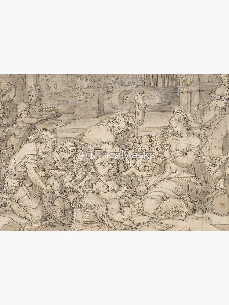 Classic Line Drawing Feast Detail Scene by ArtFaceMasks