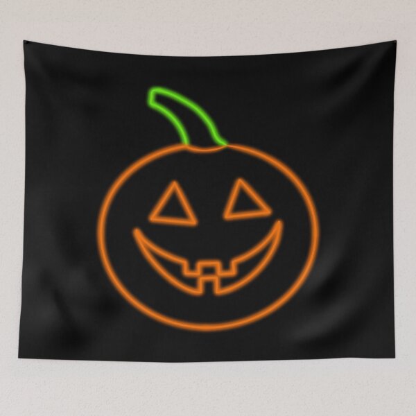Item preview, Neon Glow Orange Pumpkin Head Traditional Jack O Lantern designed and sold by that5280lady.