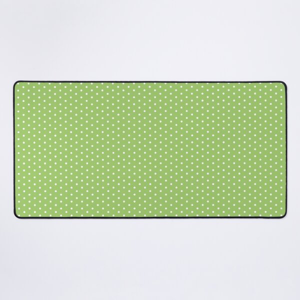 Green Background With White Polka Dots Desk Mat
