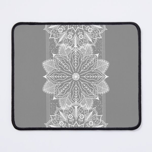 Item preview, White Flower lace on gray background designed and sold by ABInspired.