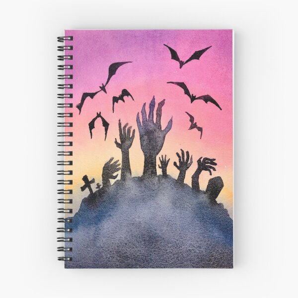 Item preview, Zombie Graveyard with Bats Halloween Watercolor Design  designed and sold by FunWearVM.